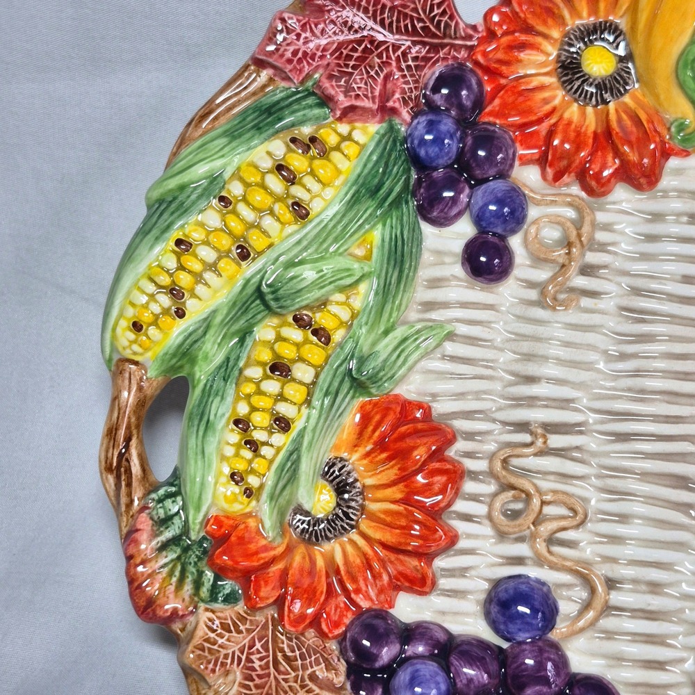 Fitz and Floyd vintage Autumn Bounty ceramic decorative plate - Picture 5 of 12